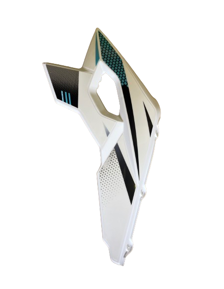 Left cushion trim panel white with stickers